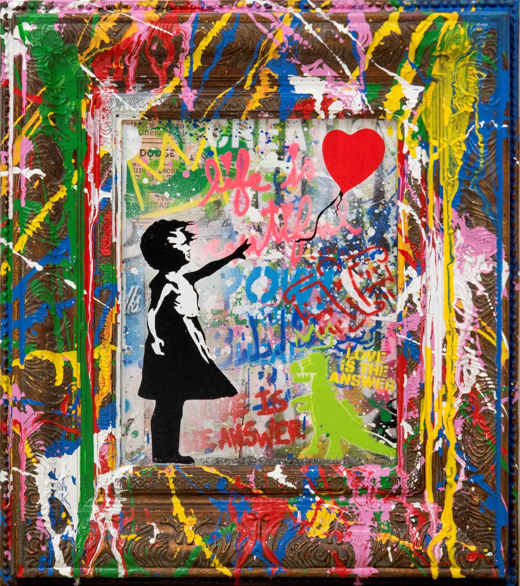 Balloon Girl Vandalised Original on Board with Hand Painted Frame by Mr. Brainwash ART00176936