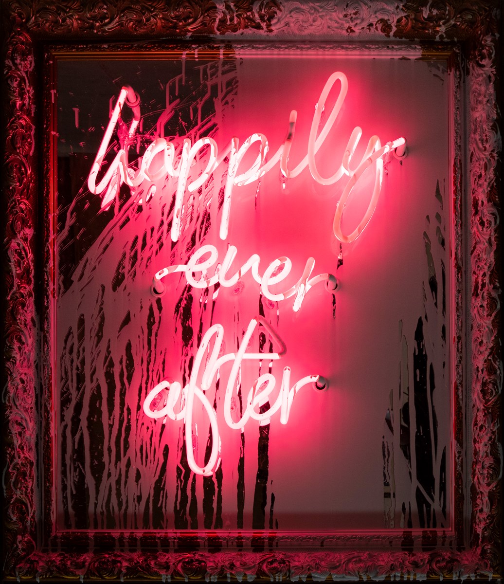 Happily Ever After Neon and Acrylic on Framed Mirror by Mr. Brainwash ART00179394