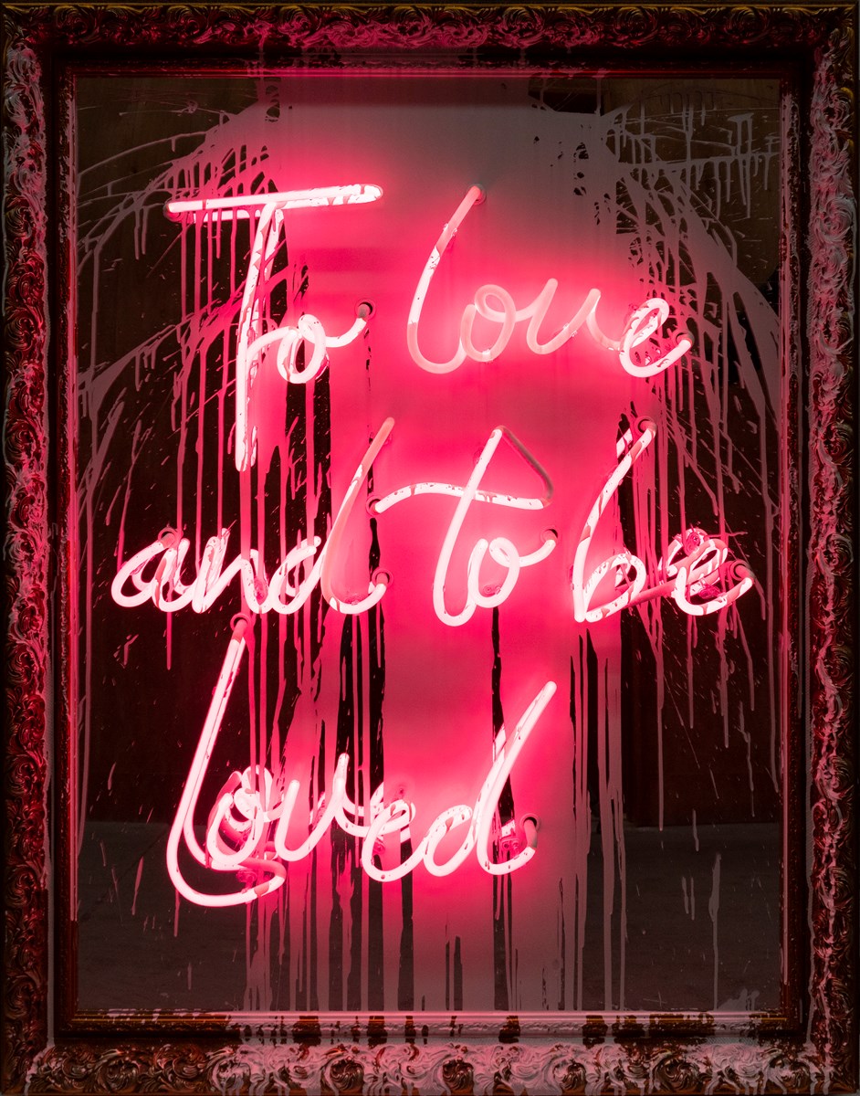 To Love and To Be Loved Neon and Acrylic on Framed Mirror by Mr. Brainwash ART00179386
