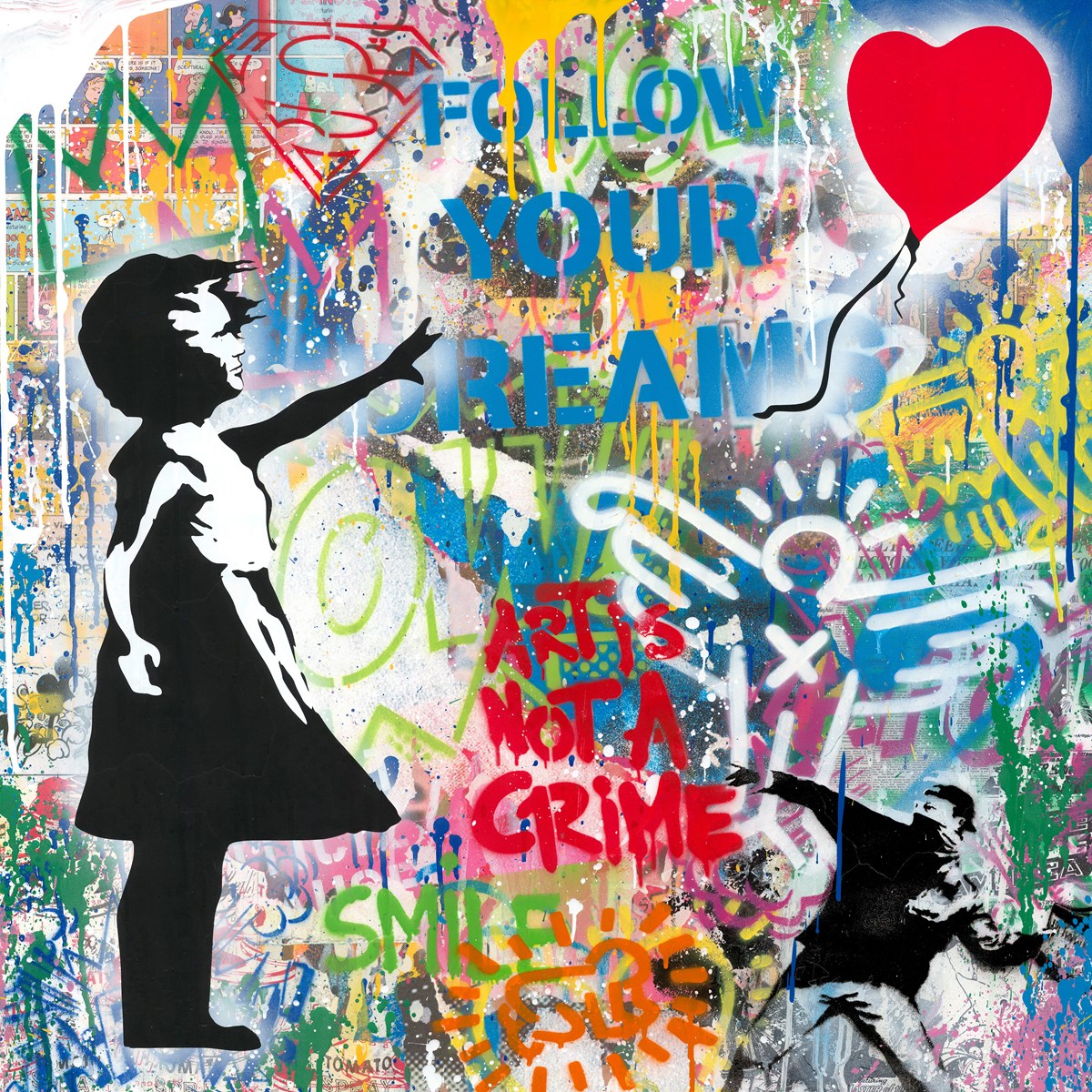 Balloon Girl Original on Paper by Mr. Brainwash ART00178860