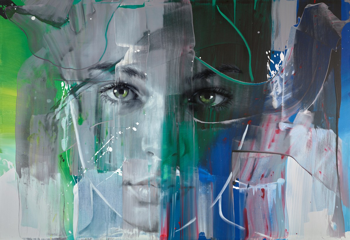 Emerald Stare Original Painting on Box Canvas by Pier Toffoletti ART00177312