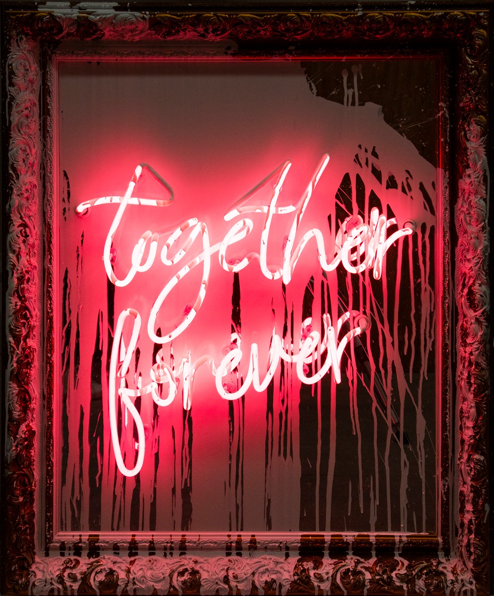 Together Forever Neon and Acrylic on Framed Mirror by Mr. Brainwash ART00179393