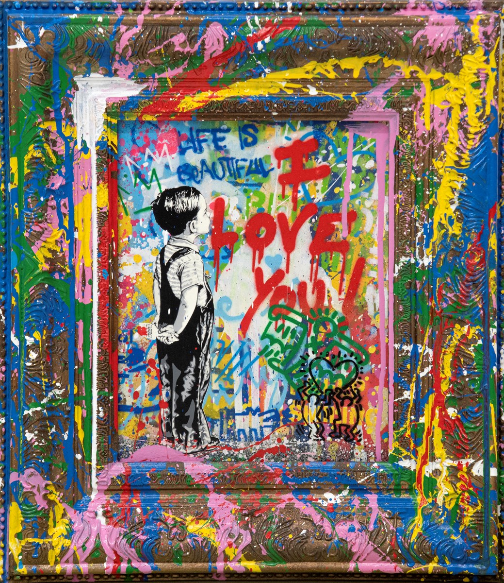 With All My Love Vandalised Original on Board with Hand Painted Frame by Mr. Brainwash ART00176930